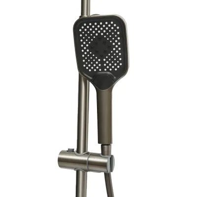 Set dus multifunctional cu termostat, afisaj digital temperatura apa, 4 functii de curgere a apei, pipa cada, dus dreptunghiular, dus de mana, dus bideu, gri - imagine 4