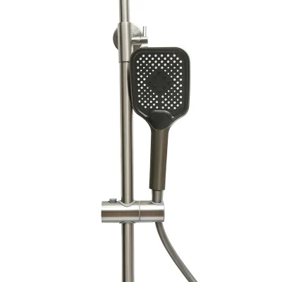 Set dus multifunctional cu termostat, afisaj digital temperatura apa, 4 functii de curgere a apei, pipa cada, dus dreptunghiular, dus de mana, dus bideu, gri - imagine 5