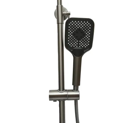 Set dus multifunctional cu termostat, afisaj digital temperatura apa, 4 functii de curgere a apei, pipa cada, dus dreptunghiular, dus de mana, dus bideu, gri - imagine 6