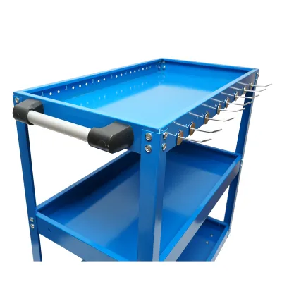 Carucior scule metalic pe roti cu 3 rafturi si suporti unelte 660x360x730mm - imagine 7