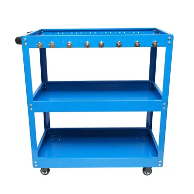 Carucior scule metalic pe roti cu 3 rafturi si suporti unelte 660x360x730mm - imagine 4