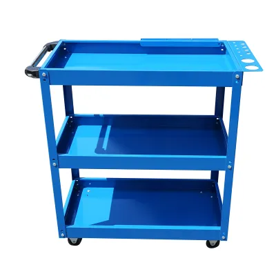 Carucior scule metalic pe roti cu 3 rafturi, compartimente piese si suporturi perforate 660x360x730mm - imagine 4