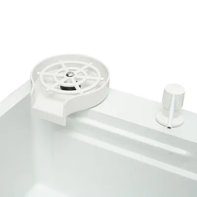 Chiuveta bucatarie multifunctionala din otel inoxidabil cu doua baterii, functie cascada, spalator pahare, dozator sapun, scurgator, tava, tocator si accesorii scurgere incluse, dimensiune 60x45x22cm - imagine 9