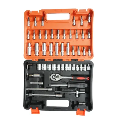 Trusa chei tubulare lungi si scurte, biti, hex, torx, antrenor cu clichet 1/4 inch 53 piese Breckner Germany - imagine 3
