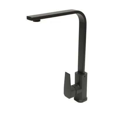 Baterie chiuveta bucatarie rotativa, finisaj negru mat, stativ cu monocomanda, aliaj zinc, accesorii incluse