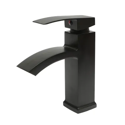 Baterie lavoar tip cascada, monocomanda, finisaj negru mat, aliaj zinc, accesorii incluse