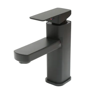 Baterie lavoar monocomanda, finisaj negru mat, montaj stativ, otel inoxidabil, accesorii incluse