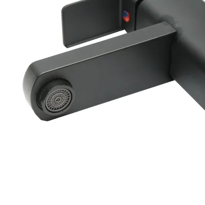 Baterie lavoar monocomanda, finisaj negru mat, montaj stativ, otel inoxidabil, accesorii incluse - imagine 7
