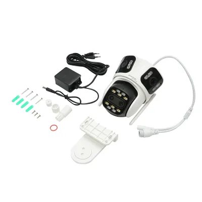 Camera de supraveghere 4 lentile, 3 obiective 12 MP, 2 CPU dual control, P2P WIFI 2.4GHz, PTZ cu senzor de miscare, night vision color, AI detectie umana si aplicatie iCSee - imagine 2