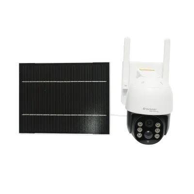 Camera supraveghere 4 MP cu panou solar 7.6W, baterie 18650, cartela sim 4G, rotativa 360 grade PTZ cu senzor de miscare, card memorie 64 GB, detectie umana PIR si aplicatie iCSee
