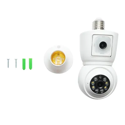 Camera de supraveghere smart-bulb lentila duala 4 MP, rotativa 360 grade PTZ, WIFI 2.4GHz, tip bec E27 cu senzor de miscare si aplicatie iCSee