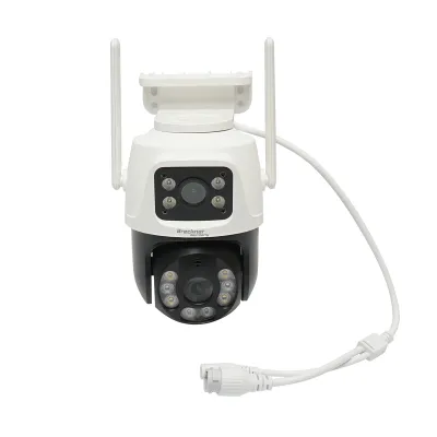 Camera de supraveghere lentila duala 6 MP, P2P WIFI 2.4GHz, rotire 360 grade PTZ cu senzor de miscare, sirena, detectie umana si aplicatie iCSee