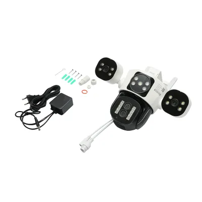 Camera de supraveghere 4 lentile, 3 obiective 16 MP, WIFI 2.4GHz, rotire 360 grade PTZ cu senzor de miscare, zoom 10X, alarma, IR night vision, detectie umana si aplicatie IPC360 Home - imagine 2