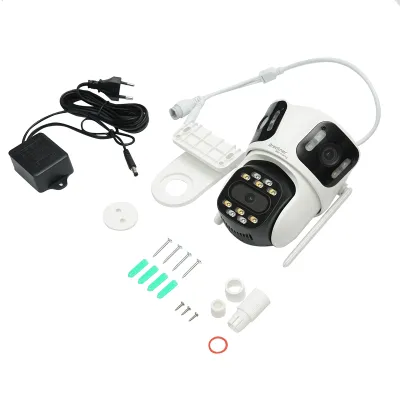 Camera de supraveghere 3 lentile, 3 obiective 8 MP, 2 CPU dual control, P2P WIFI 2.4G, PTZ cu senzor de miscare, alarma, night vision, AI detectie umana si aplicatie iCSee - imagine 2