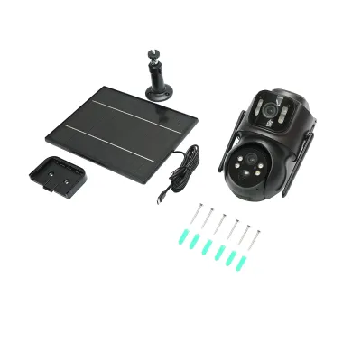 Camera supraveghere lentila duala 4 MP cu panou solar 5W, baterie 18650 incarcare rapida, WIFI 2.4 GHz, rotativa 360 grade PTZ cu senzor de miscare, detectie umana PIR, alarma, night vision si aplicatie iCSee - imagine 2
