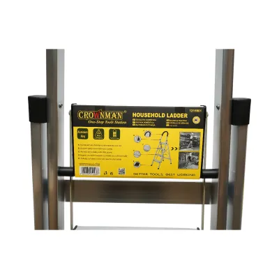 Scara aluminiu pliabila, 4 trepte antiderapante, inaltime 143cm, sarcina maxima 150Kg Crownman - imagine 8