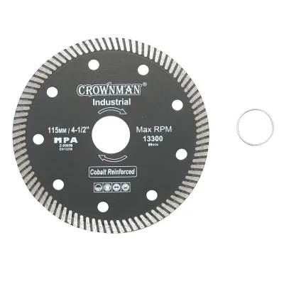 Disc diamantat turbo 115x22.23x1.35mm, viteza max. 13300rpm, taiere umeda/uscata pentru piatra, placi ceramice Crownman