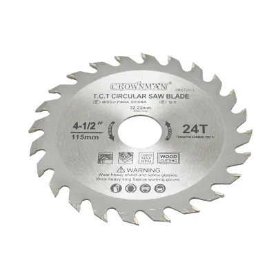 Disc circular vidia pentru lemn 115x22.23mm, 24 dinti, turatie maxima 13000rpm Crownman - imagine 3