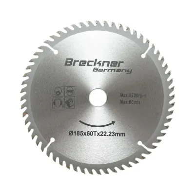 Disc circular vidia pentru lemn 185x22.23mm, 60 dinti, turatie maxima 8200rpm Breckner Germany