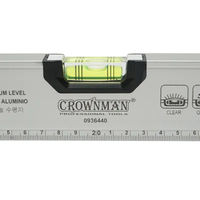 Nivela aluminiu magnetica 400mm, 3 bule de nivel, rigla gradata 0-40cm Crownman - imagine 4