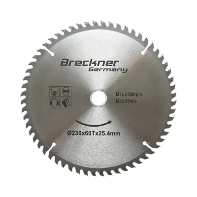 Disc circular vidia pentru lemn 230x25.4mm, 60 dinti, turatie maxima 6600rpm Breckner Germany