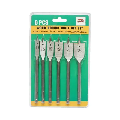 Set burghie lemn plate 10-25mm, coada hexagonala 1/4 inch 6 piese