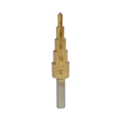 Burghiu conic in 5 trepte 4-12mm din otel 4241 HSS pentru metal, aluminiu, lemn, plastic, alama