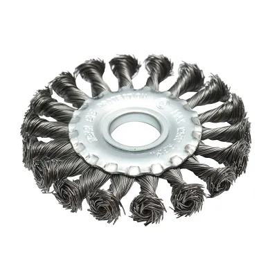Disc perie sarma circulara 100x22.23mm cu fir otel rasucit 0.5mm pentru debavurare fier, alama, vopsea, depuneri metalice Crownman - imagine 2