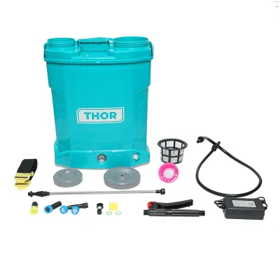 Pompa de stropit, vermorel electric cu rezervor 20L, baterie 12V/8Ah, 4 duze, debit 4 l/min, presiune 6.8 bar THOR - imagine 2