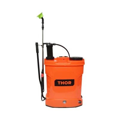 Pompa de stropit, vermorel 2 in 1 manuala si electrica cu rezervor 16L, baterie 12V/8Ah, 4 duze, debit 3.1 l/min THOR