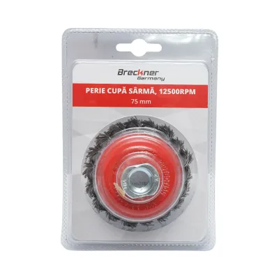 Perie sarma cu toroane tip cupa cu fir rasucit 75mm, M14 Breckner Germany - imagine 3