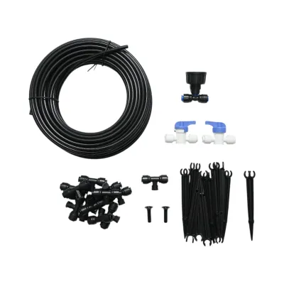 Kit complet irigare prin pulverizare cu furtun 15m, duze, robineti, tije de fixare 30 piese