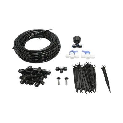 Kit complet irigare prin pulverizare cu furtun 15m, duze, robineti, tije de fixare 30 piese - imagine 2