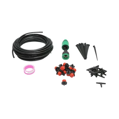 Kit complet irigare prin picurare cu furtun 10m, duze, conectori, tije de fixare 49 piese - imagine 2