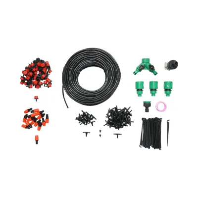Kit complet irigare prin picurare si pulverizare cu furtun 50m, duze, conectori, tije de fixare 200 piese