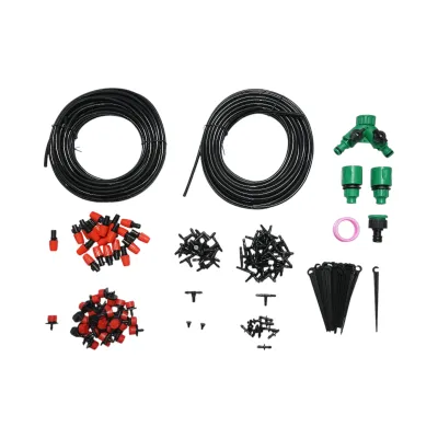 Kit complet irigare prin picurare si pulverizare cu furtun 30m, duze, conectori, tije de fixare 149 piese