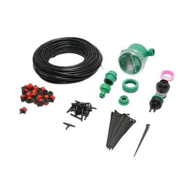 Kit complet irigare prin picurare cu furtun 25m, temporizator, duze, conectori, tije de fixare 66 piese - imagine 2