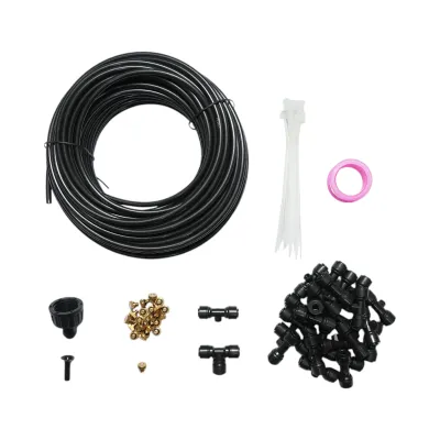 Kit complet pulverizare apa tip ceata cu furtun 25m, duze alama pentru terasa, gradina 80 piese - imagine 3