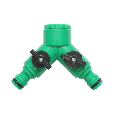 Distribuitor Y 2 cai cu robineti si conector rapid pentru furtun gradina 1/2 inch, adaptor robinet 3/4 inch