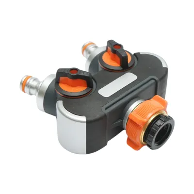 Distribuitor 2 cai cu robineti, conectori 1/2 si adaptor robinet 1/2-3/4 furtun gradina - imagine 3