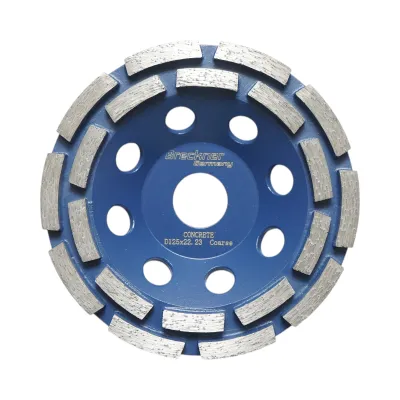 Disc diamantat segmentat tip cupa 125x22.23, dublu rand grosier, standard CONCRETE pentru slefuire beton, piatra, mozaic Breckner Germany