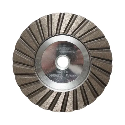 Disc diamantat turbo segmentat tip cupa 100mm, filet M14, grosier din aluminiu pentru slefuire marmura Breckner Germany