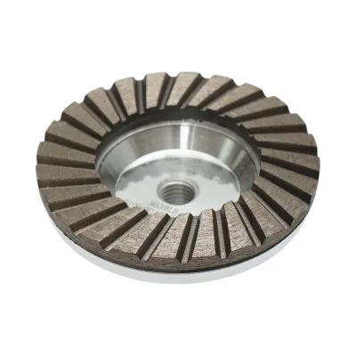 Disc diamantat turbo segmentat tip cupa 100mm, filet M14, grosier din aluminiu pentru slefuire marmura Breckner Germany - imagine 3