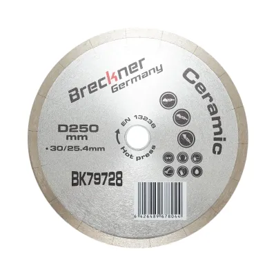 Disc diamantat continuu fractionat 250x30/25.4mm, segment 10mm pentru gresie, faianta, ceramica dura, marmura Breckner Germany