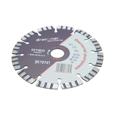 Disc diamantat turbo segmentat 150x22.23mm, segment 10mm pentru beton armat, piatra dura, pavele Breckner Germany - imagine 3
