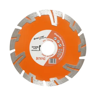 Disc diamantat turbo segmentat 125x22.23mm, segment 8mm pentru BCA, caramida, sapa, beton armat Breckner Germany