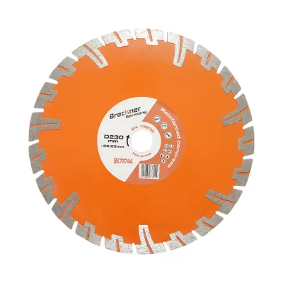 Disc diamantat turbo segmentat 230x22.23mm, segment 8mm pentru BCA, caramida, sapa, beton armat Breckner Germany
