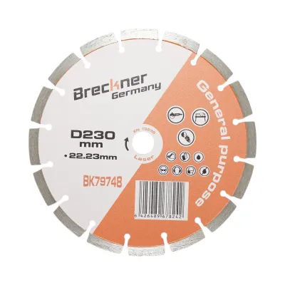Disc diamantat segmentat 230x22.23mm, segment 10mm pentru caramida, beton, zidarie, boltari, piatra Breckner Germany