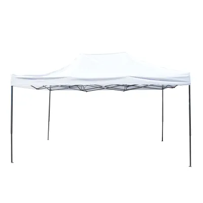 Cort pavilion pliabil 3x4.5m alb impermeabil, inaltime reglabila, cadru metalic Breckner Germany