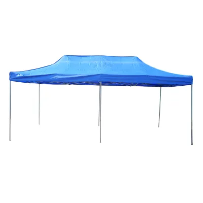 Cort pavilion pliabil 3x6m albastru impermeabil, inaltime reglabila, cadru metalic Breckner Germany
